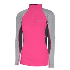 Thermatech Womens Ultra Long Sleeve 1/4 Zip Polo Neck Top Pink/Grey/Charcoal XL