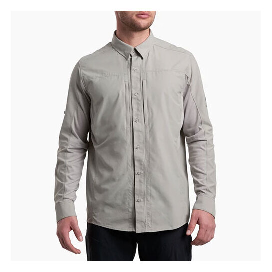 Kuhl Airspeed Men's Long Sleeve Shirt Cloud Gray Zippered Front Pocket L