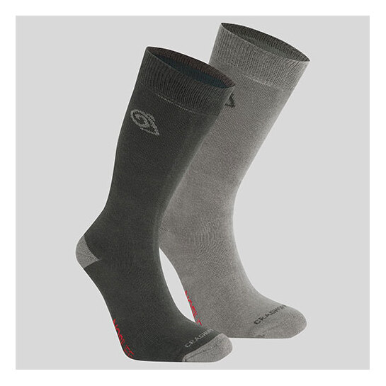 Craghoppers Nosilife Travel Twin Pack Socks Black Pepper / Mid Grey 3-5