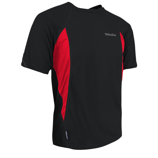 ThermaTech Mens UPF50 Performance T-Shirt Black/Red S