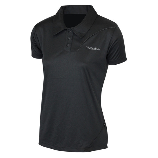 ThermaTech Womens UPF50 Polo Black/Charcoal M