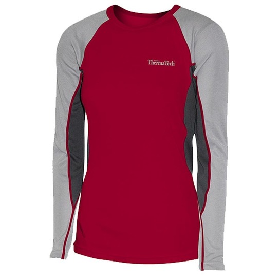 Thermatech Womens Ultra Long Sleeve Thermal Top Red/Grey/Charcoal XS